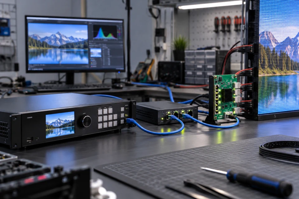 Power and cabling for outdoor screens