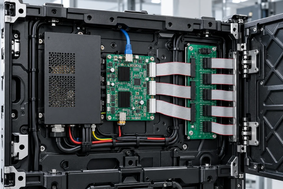 LED module and receiver card connection arrangement