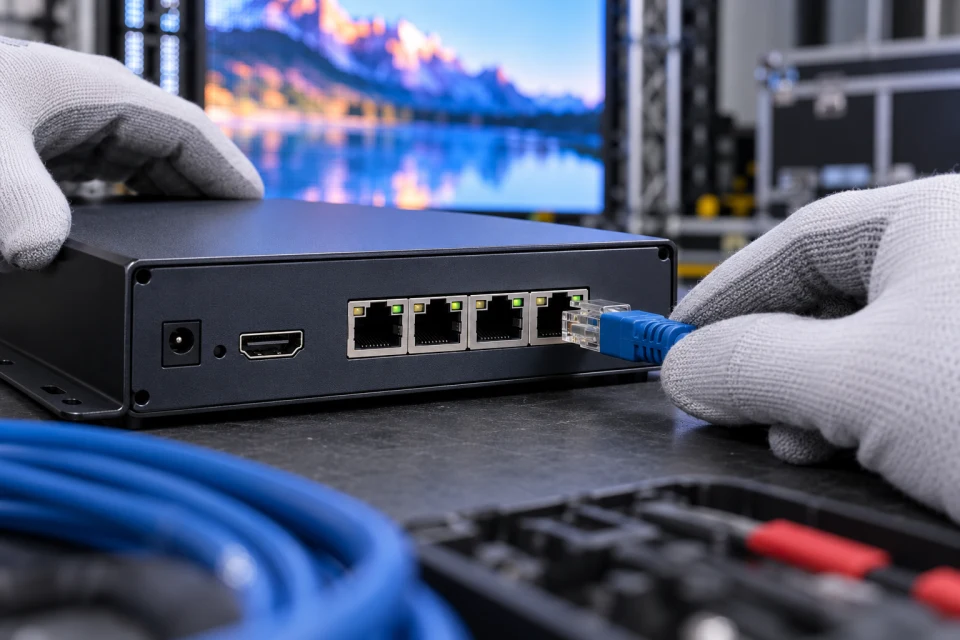LED control hardware on an integration bench
