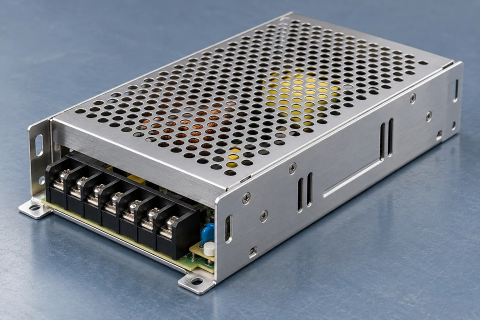 Enclosed LED display switching power supply with terminal block