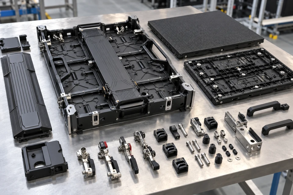 Exploded view of LED cabinet components