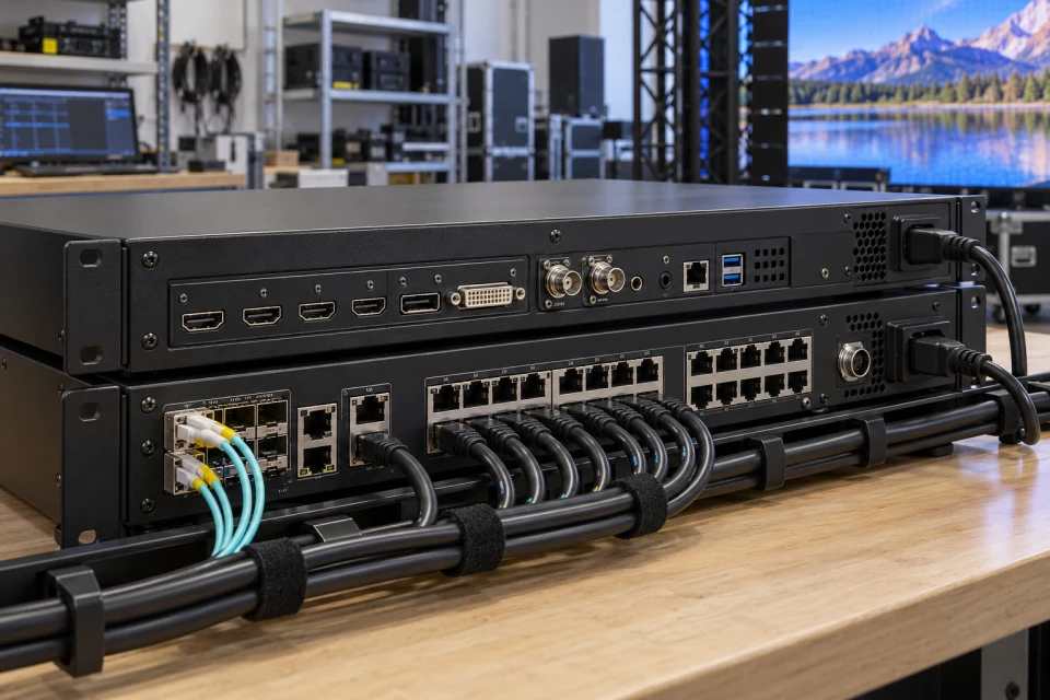 LED video processor and sending controller in an integration lab